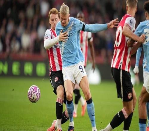 曼城10布伦特福德哈兰德攻入制胜球