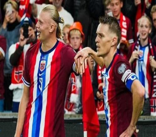 挪威双子星!哈兰德、厄德高包揽欧洲世预赛进球、助攻榜第一