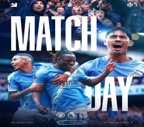 比赛日!曼城晒对战埃弗顿海报,赖因德斯、萨维尼奥等人出镜