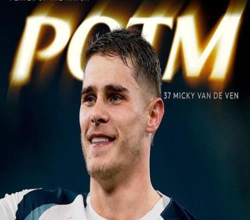 头球梅开二度，范德芬当选与埃弗顿一役热刺队内最佳球员