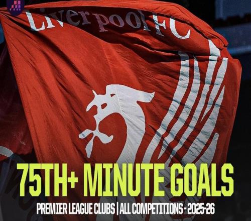 本赛季英超球队第75分钟后进球榜：布莱顿居首，利物浦第二