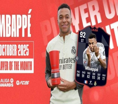 3场3球，姆巴佩当选西甲10月最佳球员&连续第2个月当选