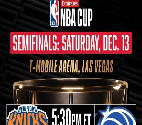 NBA杯半决赛对阵：尼克斯战魔术，雷霆将战马刺