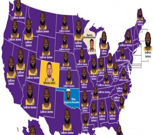 BBR今年美国各大州球员浏览第一：詹姆斯有47个州！库里0个！