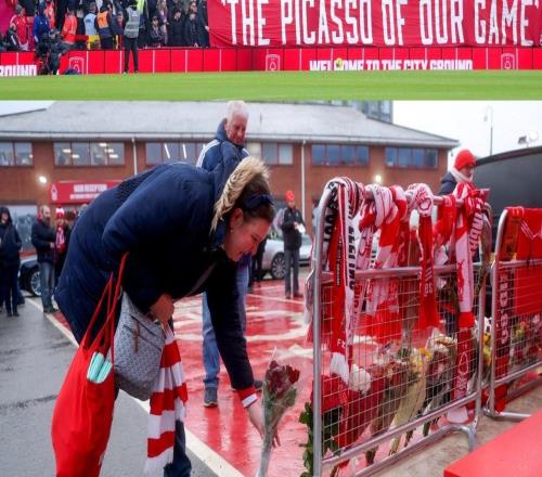 致敬传奇，本轮英超赛前森林队为球队传奇罗伯逊举行默哀仪式