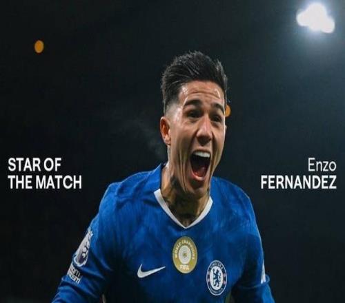 打进绝平进球，恩佐当选与曼城一役切尔西队内最佳球员