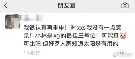 XG老板朋友圈力挺XXS:对xxs我没有一点意见小林是XG最佳三号位