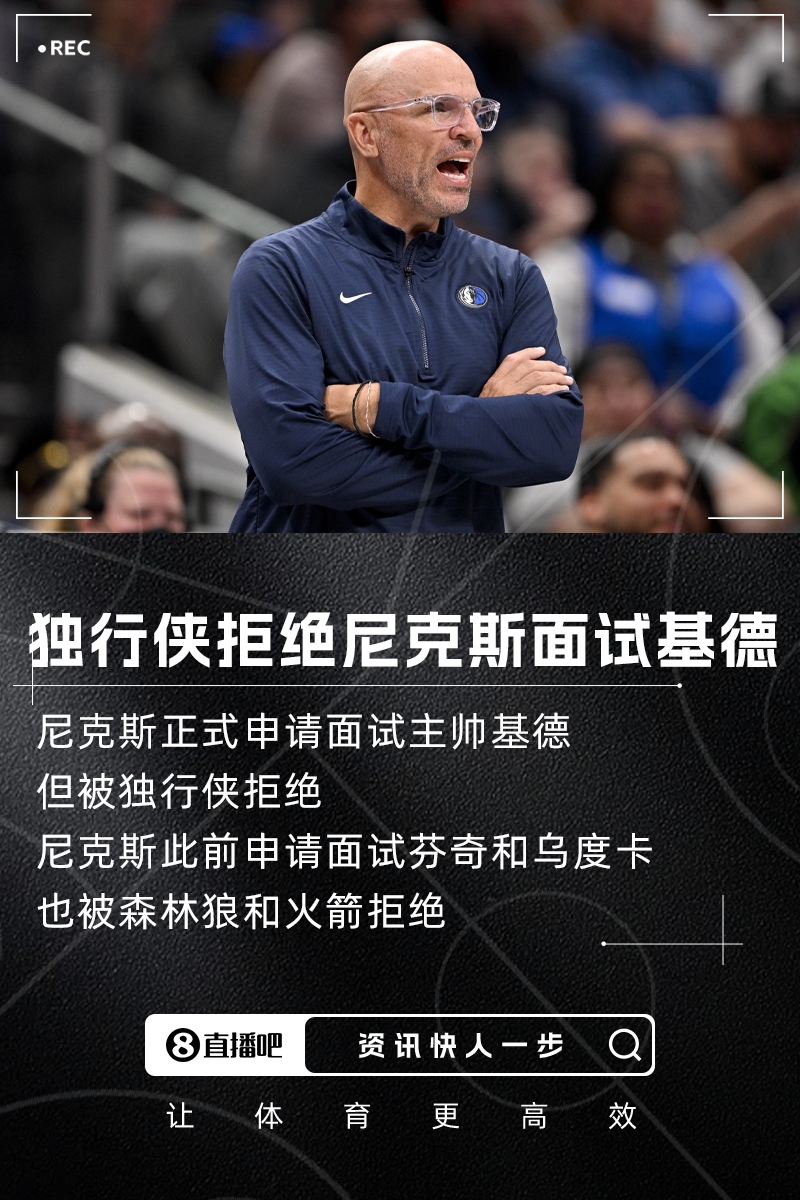 闭门羹Shams：尼克斯正式申请面试基德但被独行侠拒绝了