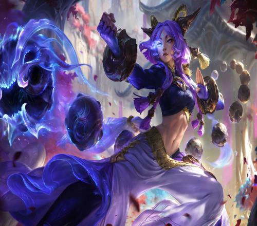 LOL官方发布新英雄芸阿娜高清原画:腹肌人鱼线明显,一头紫发