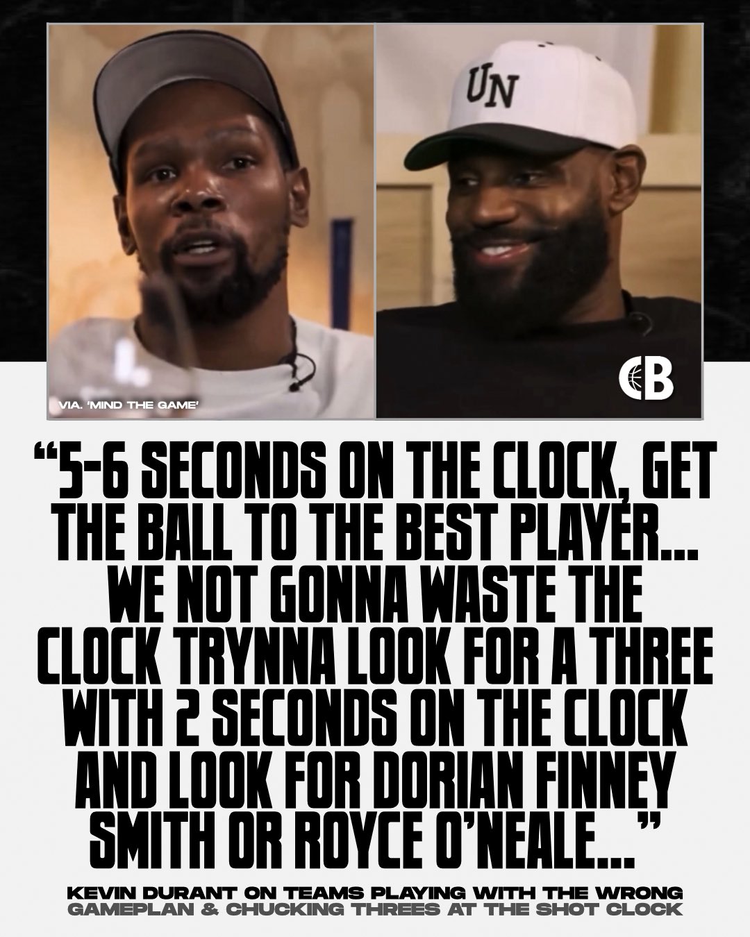 KD：最好的球员需在最后时刻出手而非传芬尼史密斯投三分