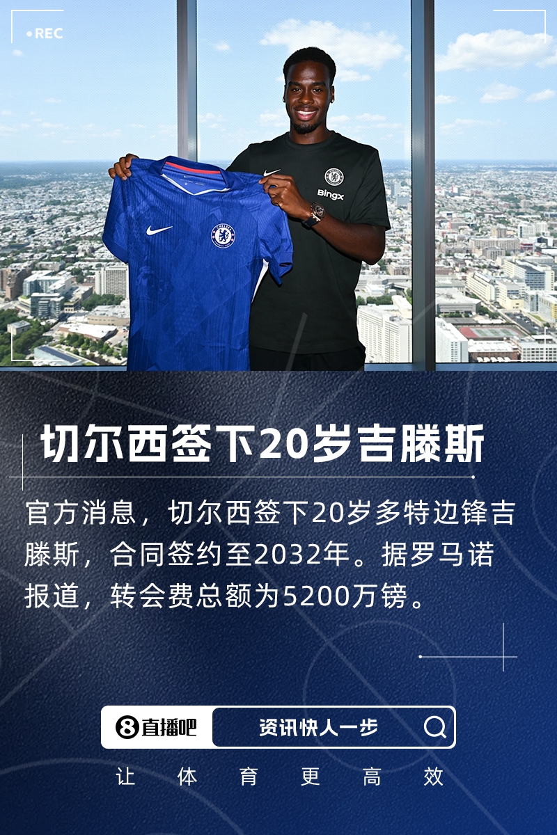 签至2032!官方:切尔西签下20岁多特边锋吉滕斯,转会费5200万镑
