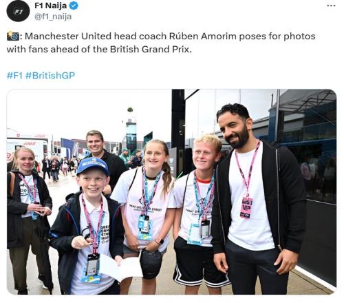曼联主教练阿莫林现身F1英国大奖赛,与球迷合影留念
