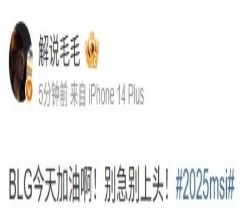 解说毛毛赛前喊话：BLG加油啊！别急别上头！