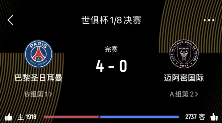 咪一鸠样巴黎打迈阿密国际是40，打皇马也是40