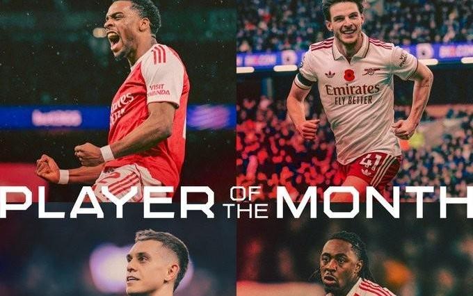 阿森纳11月最佳球员候选：廷贝尔、赖