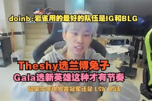 doinb：岩雀用最好的是IG和BLG Theshy选兰博兔子这种才有节奏