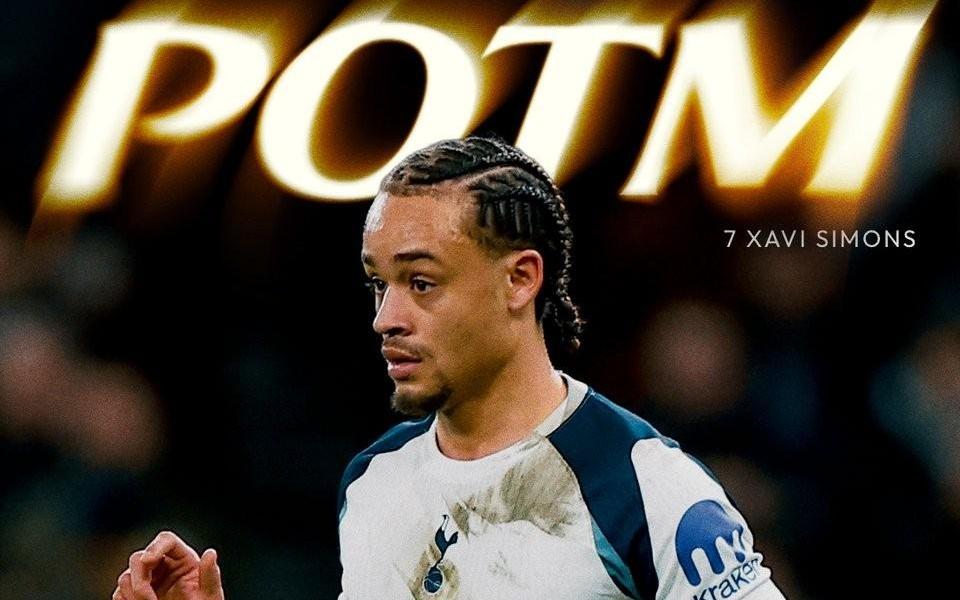 热刺官方：哈维西蒙斯当选与多特一役