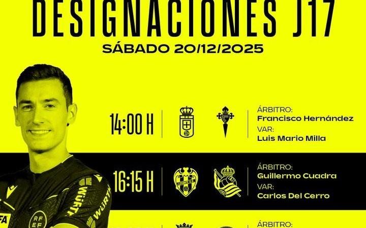 西甲第17轮第2比赛日裁判：穆尼斯执法皇马vs塞维利亚