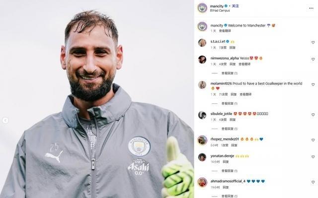 强者发型26岁多纳鲁马昨日完成曼城首训，其头发稀疏引发关注