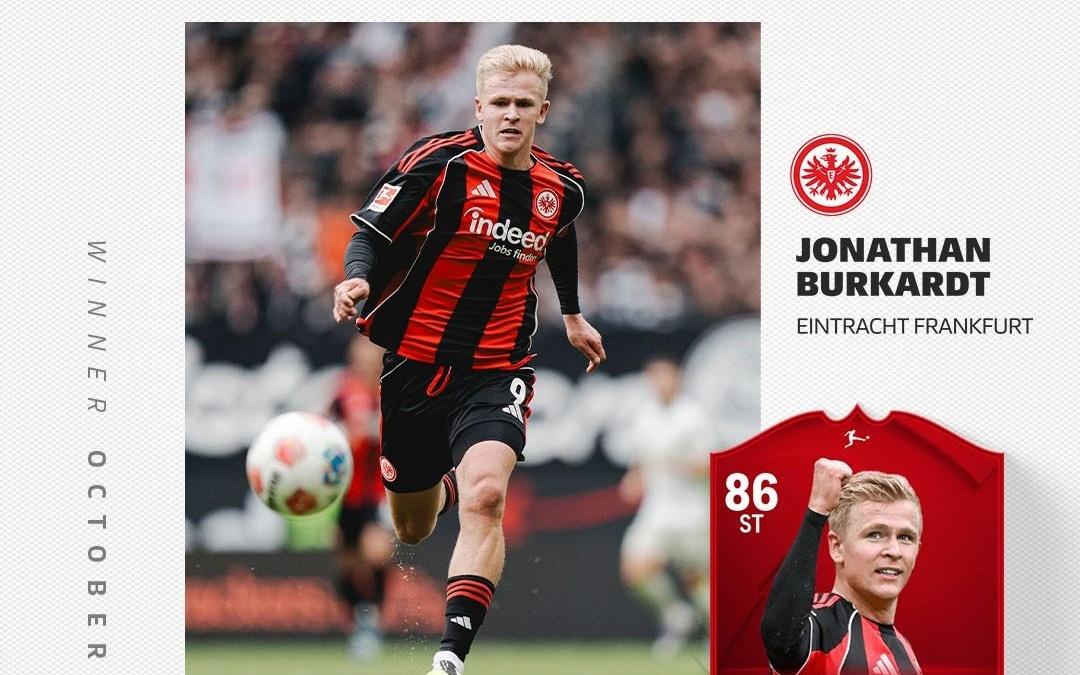 官方：法兰克福前锋伯卡特当选德甲10