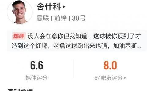 出战上半场，舍什科数据：零射门零过人