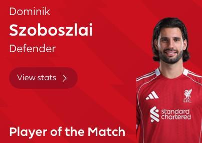 任意球破门，索博斯洛伊当选利物浦vs