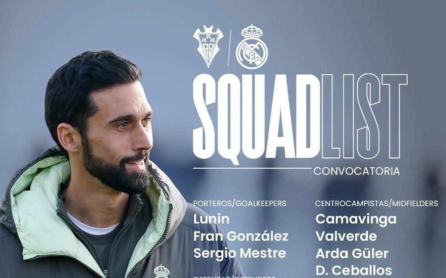 阿韦洛亚执教皇马首秀名单：维尼修斯领衔，多名B队球员在列