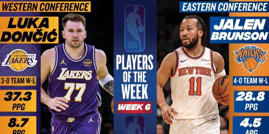 NBA官宣周最佳！东契奇布伦森分别当