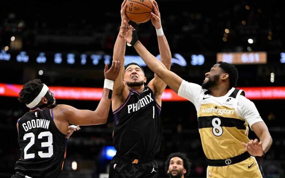 马威禁赛！太阳3人20+大胜奇才获4连胜布克22分狄龙26分