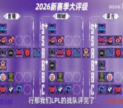 管泽元米勒公布2026LPL队伍评级：BLG唯一S+俱乐部！看好ALWBG