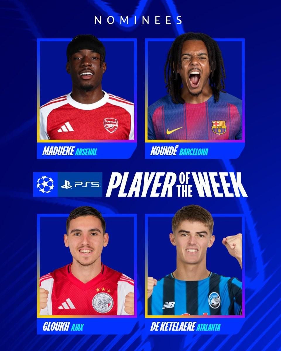 欧冠本周最佳球员候选：马杜埃凯、孔