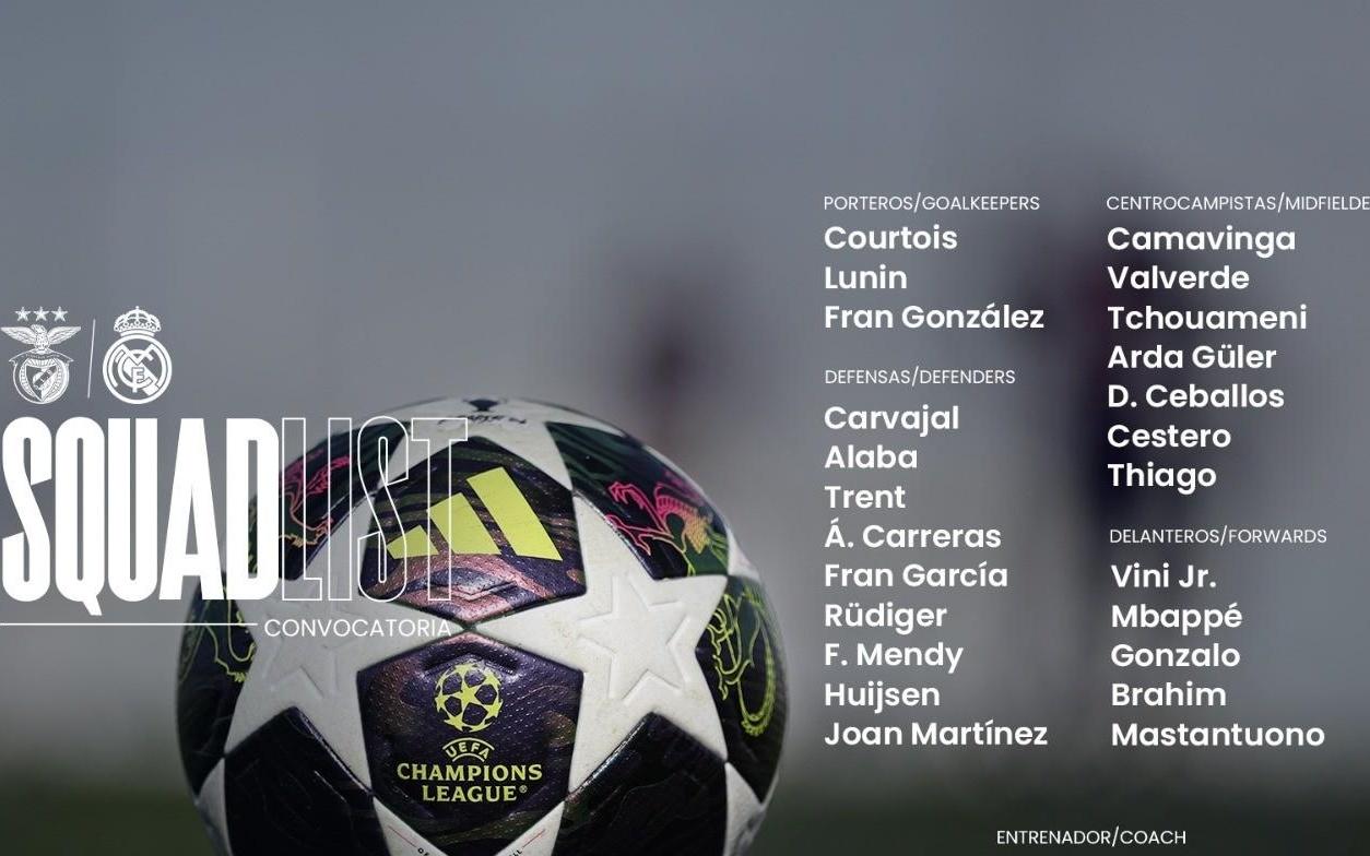 皇马附加赛首回合大名单：姆巴佩领衔