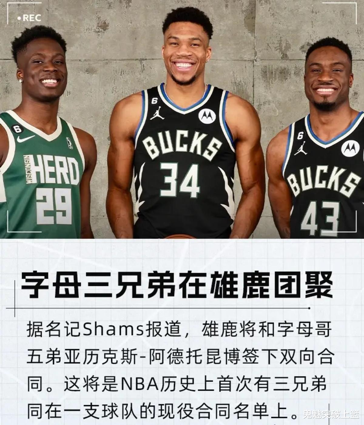 突发!雄鹿签下字母哥五弟!NBA历史首支三兄弟球队诞生了