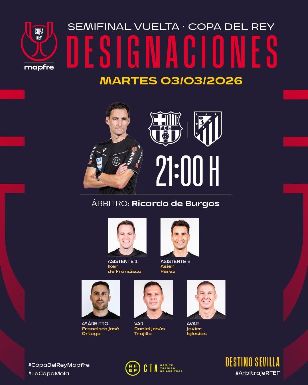 官方：布尔戈斯执法巴萨vs马竞的国王杯半决赛次回合