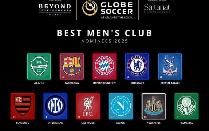 环足奖年最佳男足俱乐部候选：巴黎、