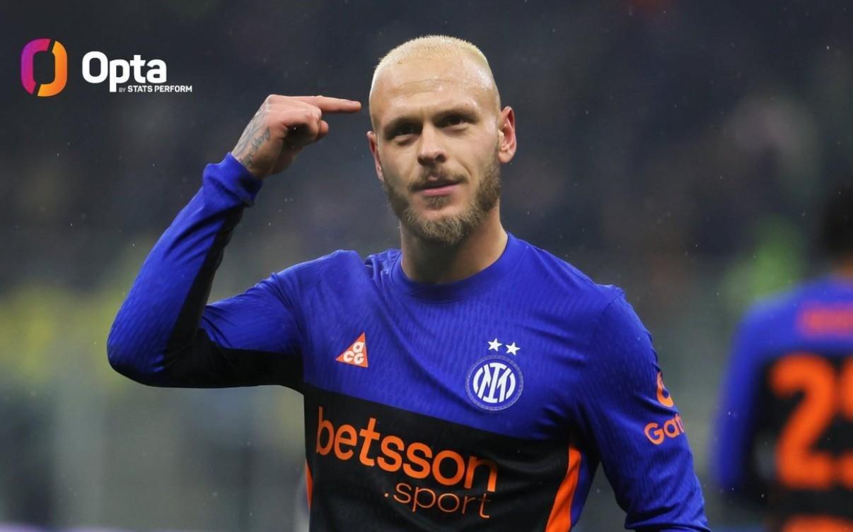 2射1传，迪马尔科成有统计以来国米首位意甲单场造3球的后卫