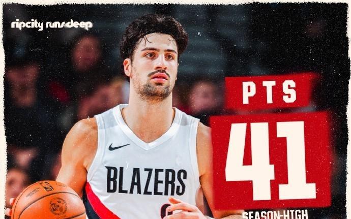 力压KD，阿夫迪亚24中13砍赛季新高41分&开拓者生涯首次40+