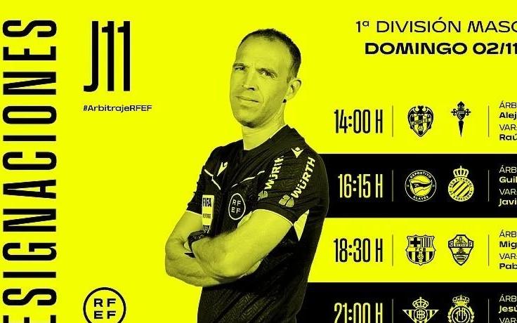 周日西甲裁判：米格尔塞斯马执法巴萨vs埃尔切