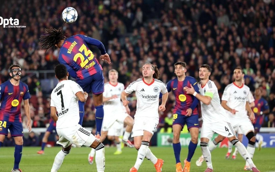 单场打入两粒头球，孔德是欧冠改制以来巴萨球员第一人