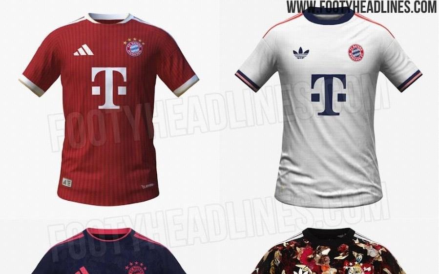 阿迪2627赛季球衣谍照：曼联Polo领设计，拜仁第四球衣图案炫目