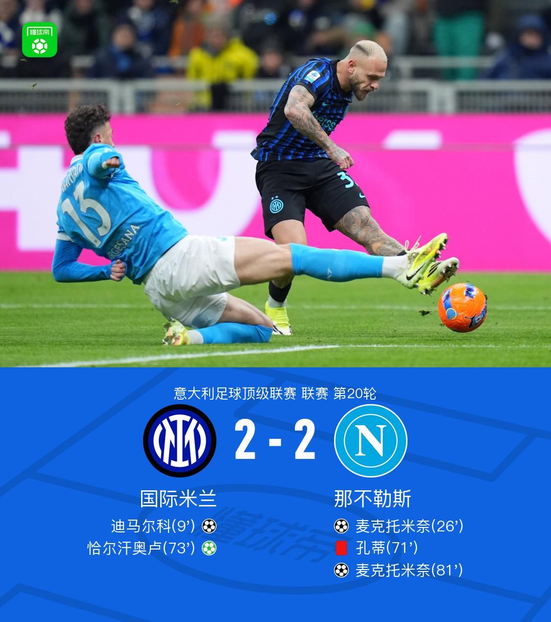 剑南春丨国米22那不勒斯，迪马尔科破门，麦克托米奈双响