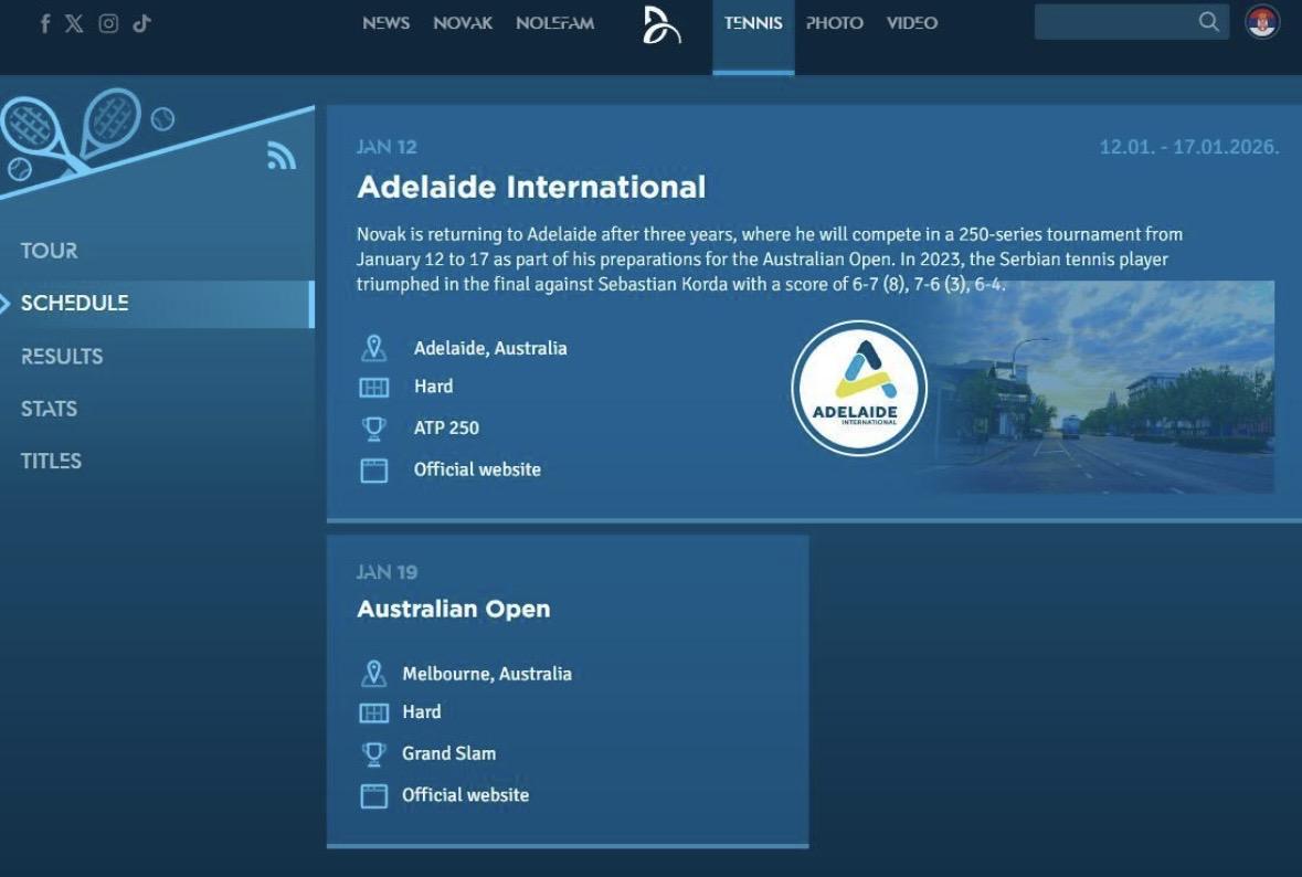 德约科维奇2026征程启幕：阿德莱德热身，剑指澳网第十一冠