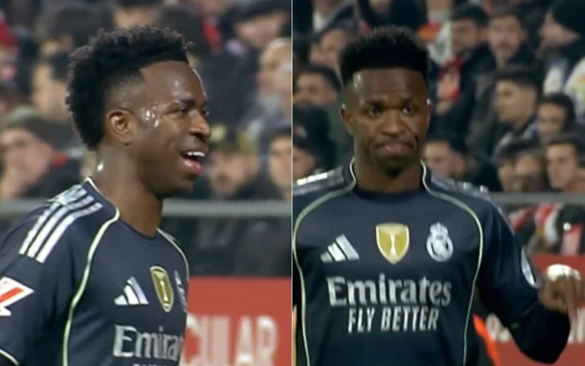 回应赫罗纳球迷，维尼修斯对着看台喊道“去西乙吧！”