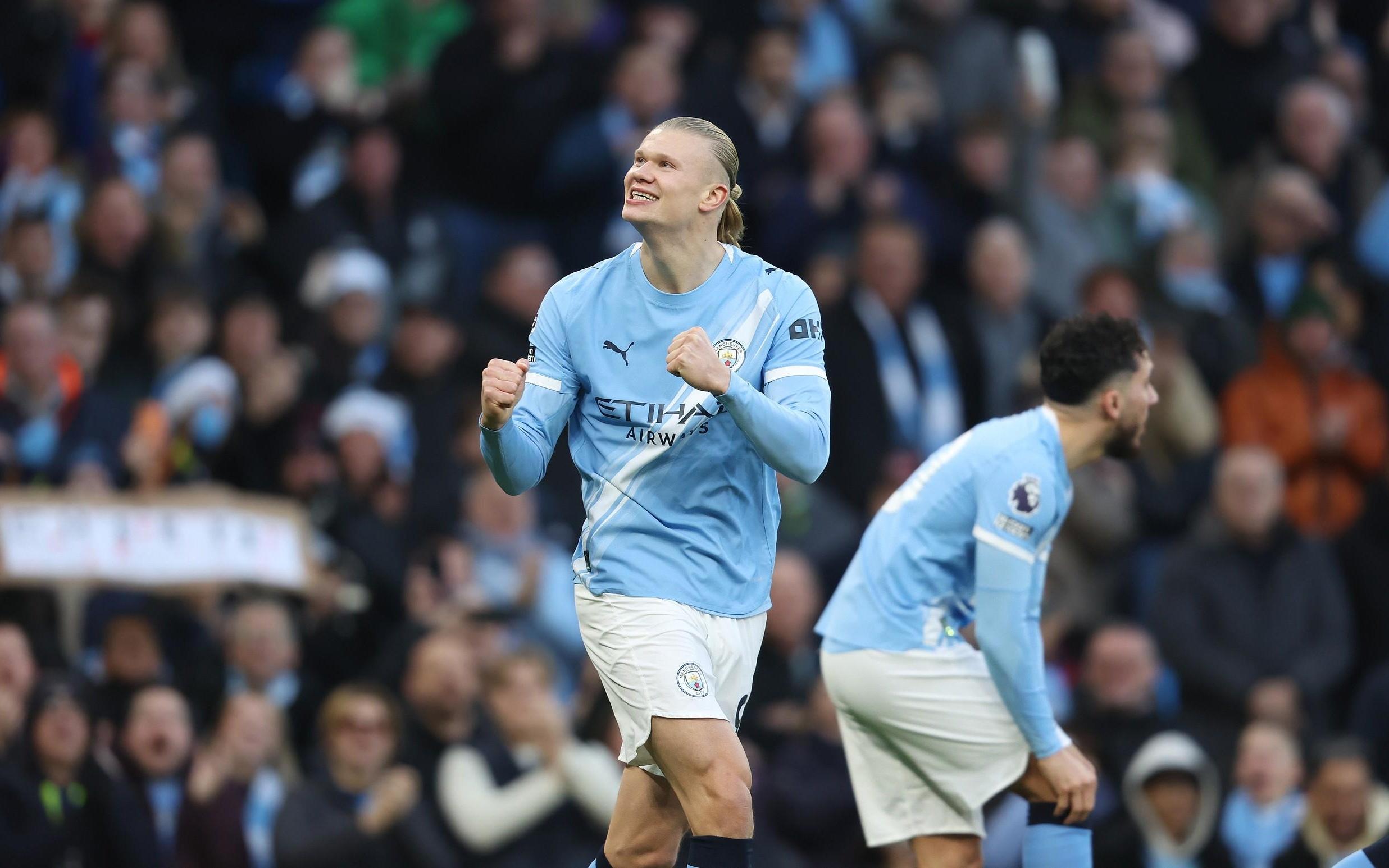 梅开二度！哈兰德英超进球数已达104球，超越C罗