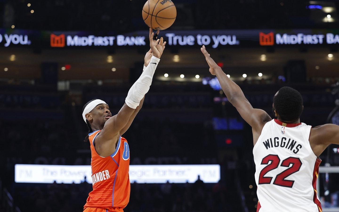 百步穿杨，雷霆亚历山大打热火队后段发力，10投10中一波带走