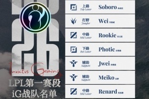 iG第一赛段大名单：上单Soboro！中单Rookie辅助JWei&Meiko