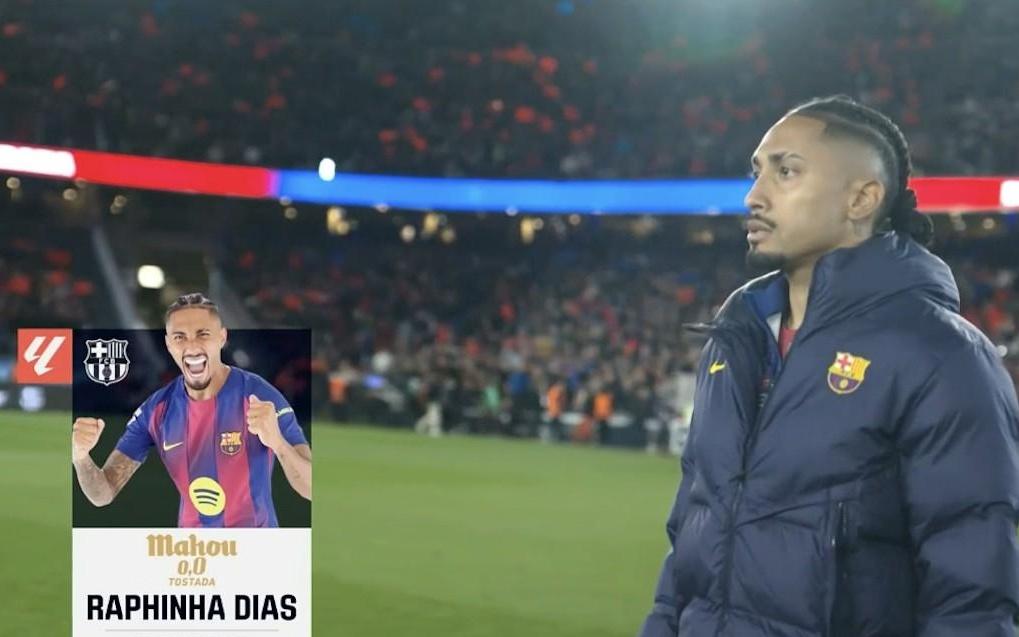 送出助攻，拉菲尼亚当选巴萨vs阿拉维斯全场最佳球员