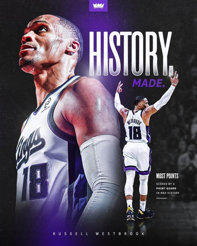 超越奥斯卡罗伯特森！威少加冕NBA历史控卫得分王