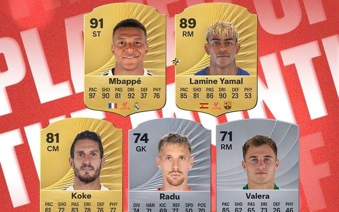 西甲12月最佳球员候选：姆巴佩、亚马尔、科克、拉杜、巴莱拉